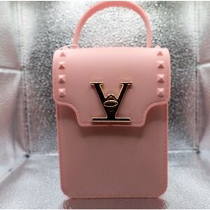 Designer-Inspired Pink Top-Handle Mini Bag with Gold Hardware